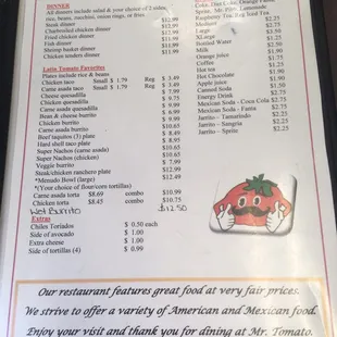 menu