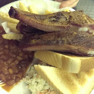 Rib plate is $8. Smoky, "hammy" tasting ribs that fall off the bone.