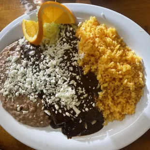 Delicious mole enchiladas