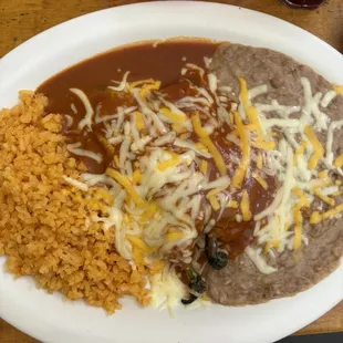 Chiles rellenos in red sauce.