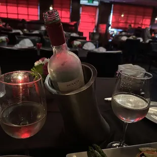 The wine is nicely chilled just perfect