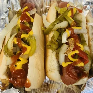 The &quot;Val Patrick&quot; hot dog includes onions and peppers with your choice of ketchup and mustard on one of our all beef Nathan&apos;s hot dogs.
