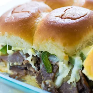 Philly cheese steak sliders