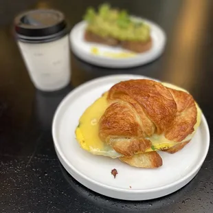 12.31.20 Egg and cheese croissant, avocado toast, fireside mocha