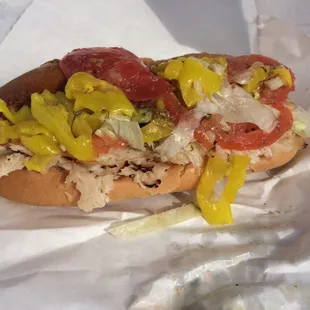 Hot italian sub with oil and vinegar instead of mayo
