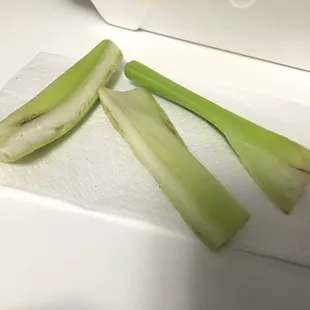 Celery I got with my order of wings. Dry. Dirty. Rubbery. This was consistent with every time I ordered. Some orders had only 2 sticks.