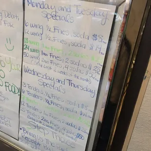New menu deals and daily deals