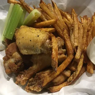 Lemon Pepper Wings and fries