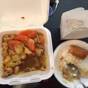 Chicken Curry with steamed rice. Tasty but pretty spicy