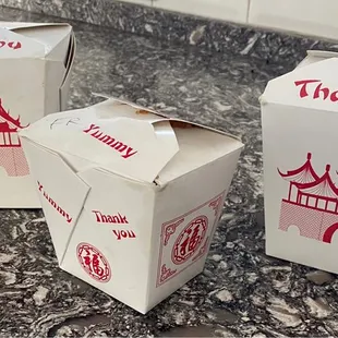three boxes with thank you written on them