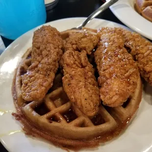 Yum! The waffle was great! Chicken was a little crisp, but seasoning was great!