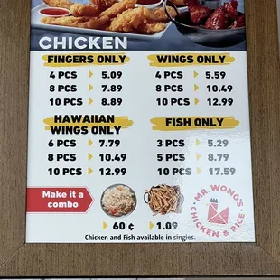 menu, chicken wings and fried chicken