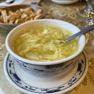 a bowl of soup on a table