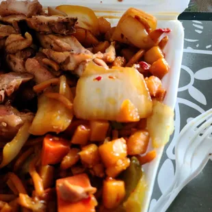 a close up of a plate of food