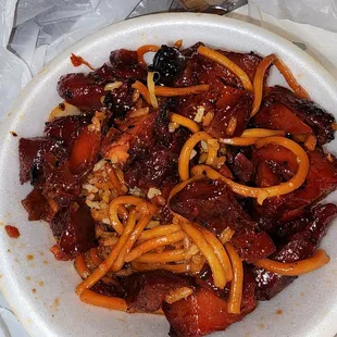 BBQ chicken, chow mein &amp; rice. Yuckie, old, hard and dry...do not go here. Go ANYWHERE else.