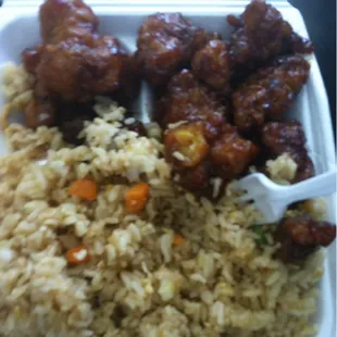 Orange chicken and fried rice