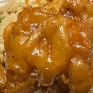 World Famous Orange Chicken up close