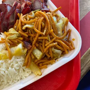 More veggie than chow mein literally gave me whatever it was in the tray than for her to say we have more in 2 mins