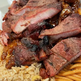 BBQ Pork &amp; Spicy Orange Chicken