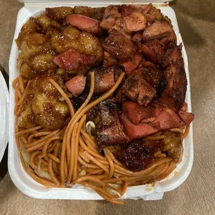 bbq chicken &amp; orange chicken