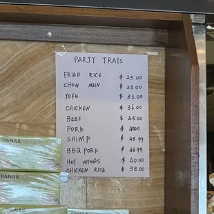 Family party tray prices