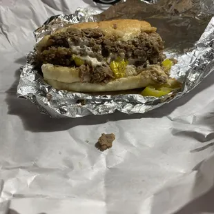 1/2 of over stuffed with extra tender chipped steak!!!