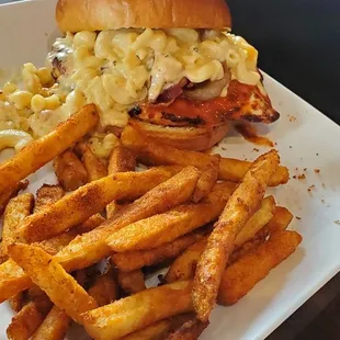 a plate of fries and a sandwich