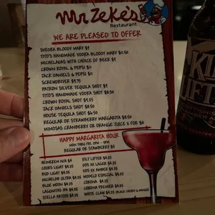 Drink menu