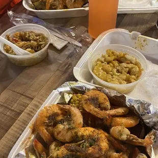 Shrimp dinner and seafood platter