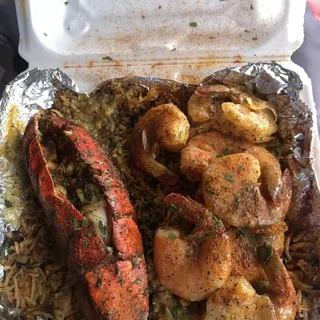 Lobster over Seafood Rice