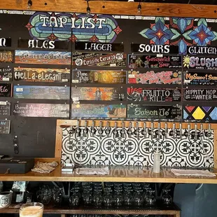 menus and beer glasses