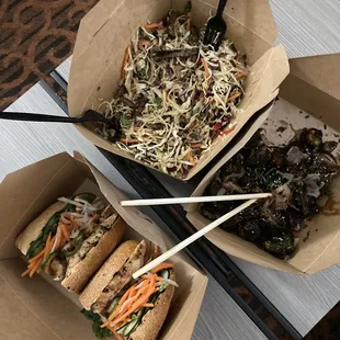 Thai Salad, Bahn Mi and Brussels Sprouts - all were fantastic!