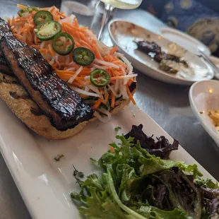 Tofu Banh Mi, Brussels and a side of Fries