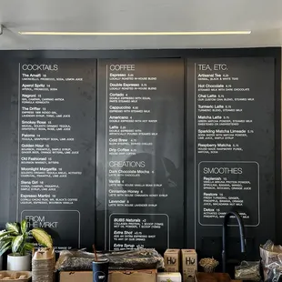 Drink menu