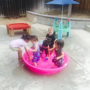 Water time! Everyone in the pool