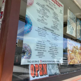a menu in the window