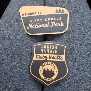 a pair of badges