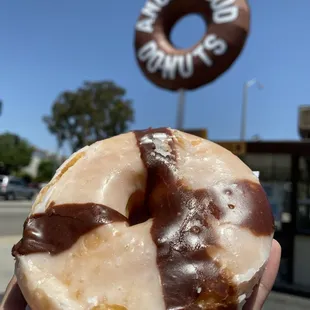Vanilla and chocolate donut