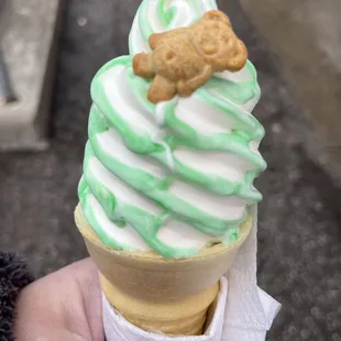 Pistachio ice cream cone