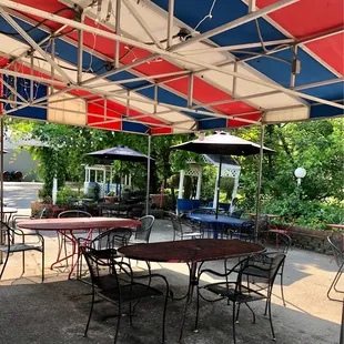 tables and umbrellas
