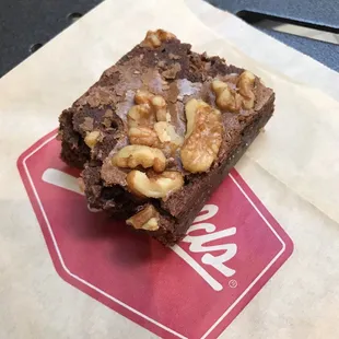 a brownie with walnuts