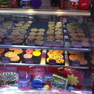 a display case full of cookies