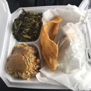 The catfish dinner plate.  You get 1 piece of catfish for $10.99