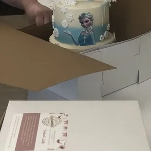 Two-tiered Disney Frozen cake for my 4 year old