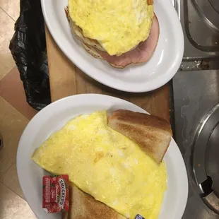 Pancake Sandwich and an Omelette