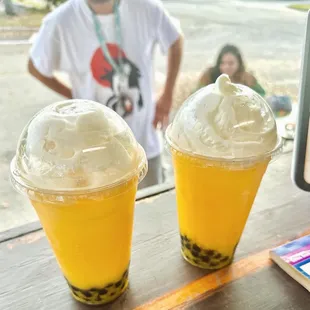 Mango boba milk tea