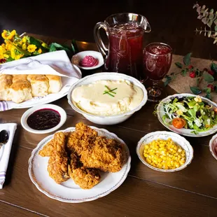 The traditional Mrs. Knott's Fried Chicken meal.