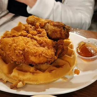 Their famous chicken and waffles
