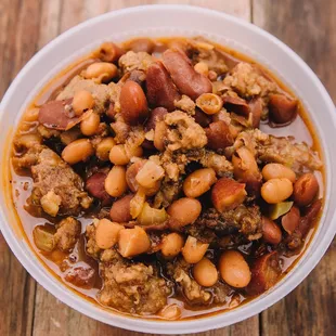 a bowl of chili and beans
