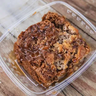 a piece of cake in a plastic container